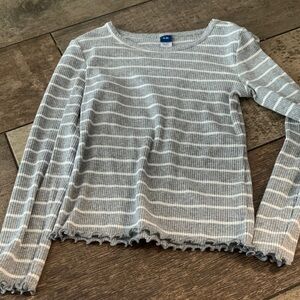 Old Navy Gray and White Ribbed Top